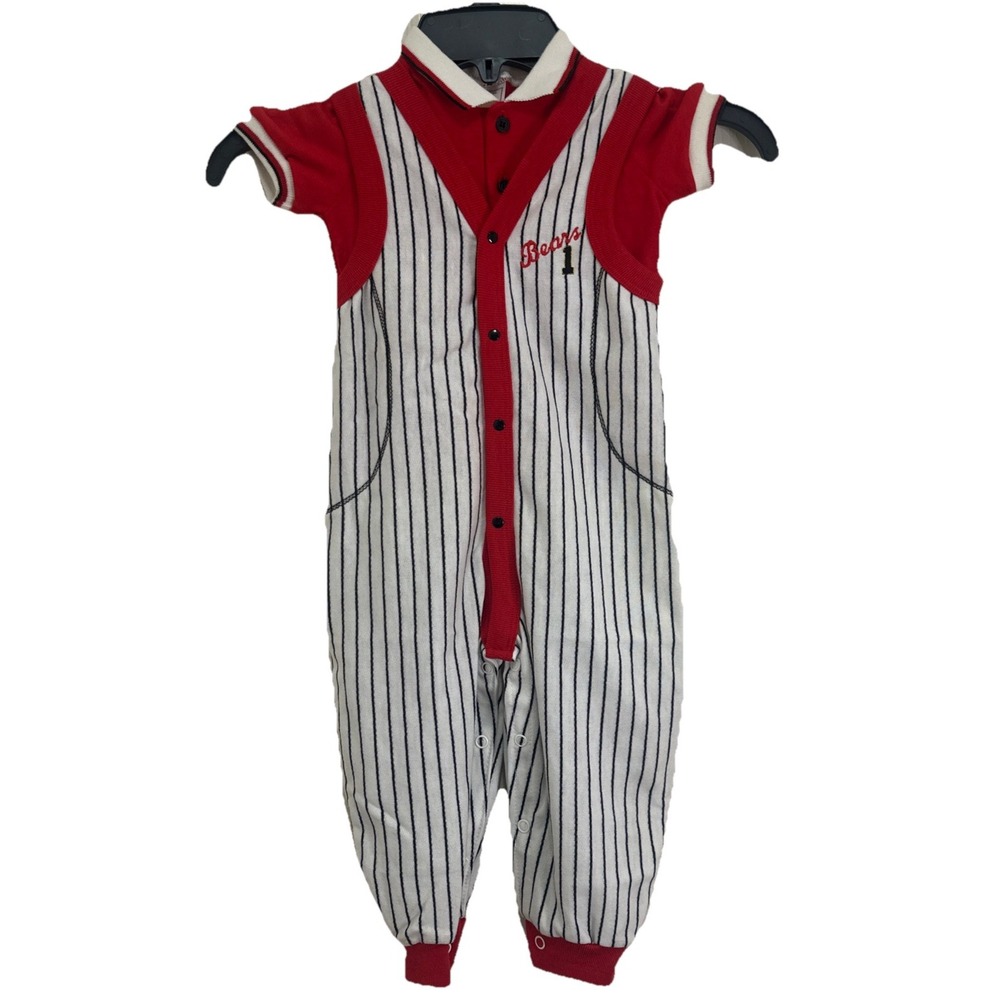 Vintage buster brown 18 months boys 2 piece romper/Polo Shirt baseball theme USA